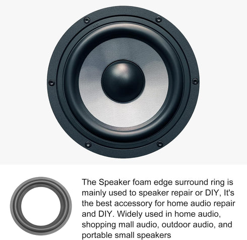 Speaker Foam Edge Surround Rings, Rubber Subwoofer Rings Replacement Parts, 5.5 inch/Black, 2Pack