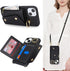 iPhone 15 Plus Case with Card Holder and Strap - Cute Phone Wallet Case for Women, Zipper Pocket, Stand Ring (Black,