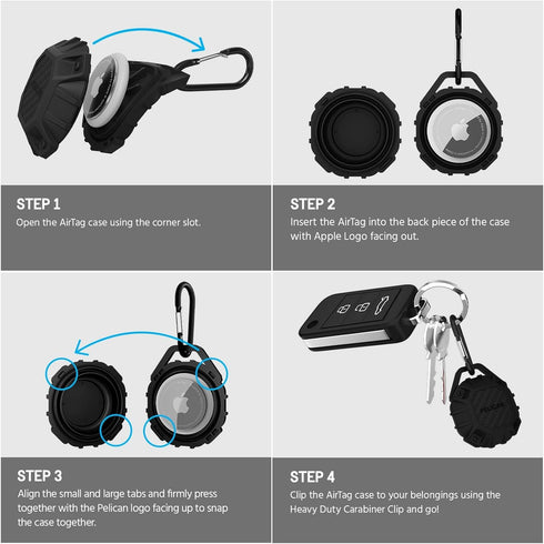 Pelican Marine AirTag Holder, Waterproof AirTag Keychain with Carabiner Clip, Impact Resistant Protective Apple Air Tag