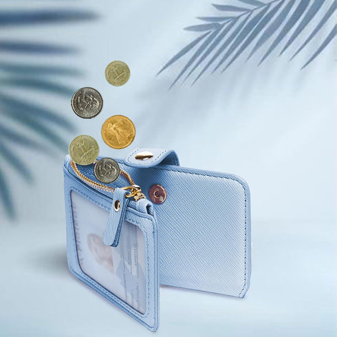 M-Plateau RFID Blocking Phone Wallet Stick on Leather, Attachable Card Holder for Most Smartphones (Sky Blue)