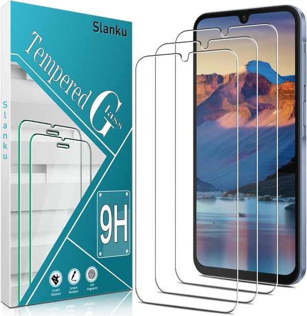 Slanku 3 Pack Tempered Glass Screen Protector for Samsung Galaxy A15 5G - Touch Sensitivity, Bubble Free, Anti Scratch.