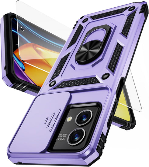 Moto G Stylus 5G 2023 Case (Lavender) - Military Grade Drop Protection, Slide Lens Cover & HD Screen Protector