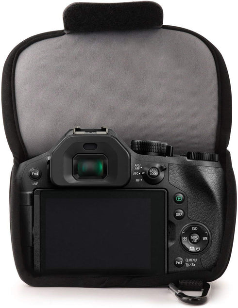 MegaGear "Ultra Light" Neoprene Camera Case Bag with Carabiner for Panasonic Lumix DMC-FZ300 - Grey