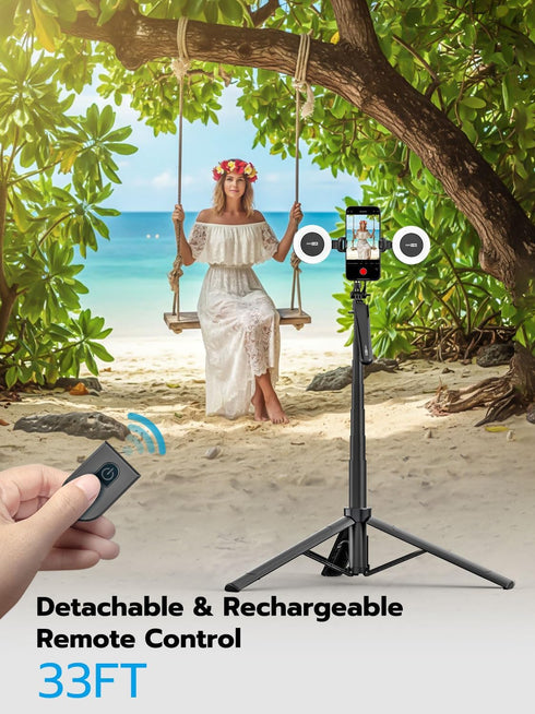 USKEYVISION 70" 360 Recording/Photography(UT-02) Multifunctional Phone Tripod for iPhone with Light, Extendable Selfie