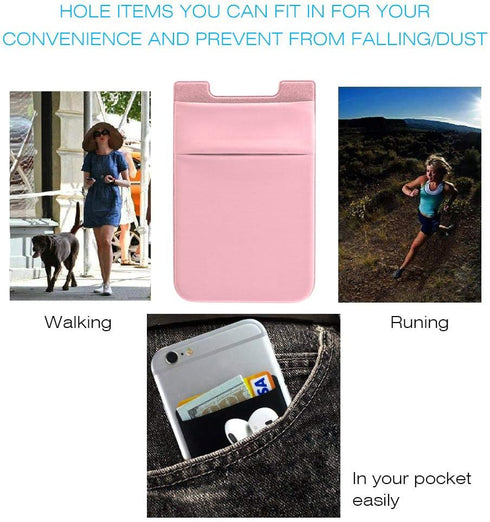 Hoblaze Phone Card Holder - Stretchy Lycra Wallet Pocket with 3M Adhesive for iPhone Samsung Galaxy, Pink.
