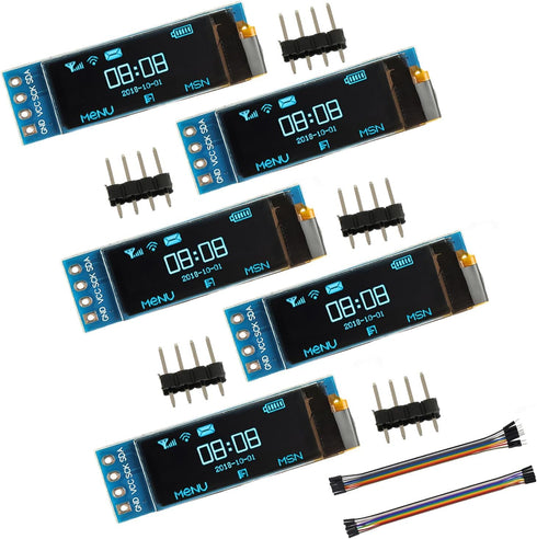 EPLZON 5 Pack 0.91 inch OLED IIC Display Module 128x32 Pixel Mini Self-Luminous