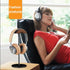 Headphone Stand Holder with Wood and Aluminum, Desktop Headset Stand for All Headphone Sizes (Black)