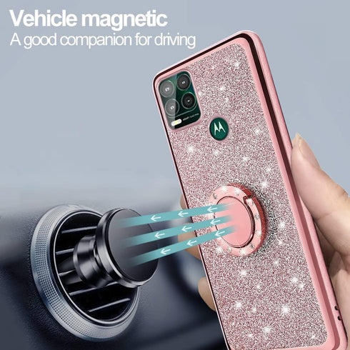 B-wishy Moto G Stylus 5G Phone Case - Luxury Glitter Sparkles Cute Silicone TPU Case with Stylus Pen, Kickstand, Bling