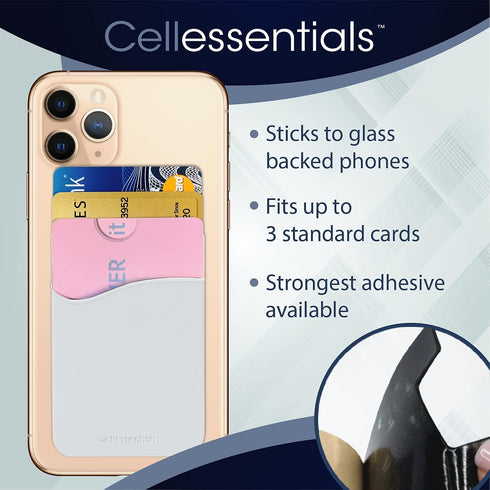 USA Merchant Redesigned Card Holder - Silicone Stick on Cell Phone Wallet for Credit Card ID - Black, White, Navy