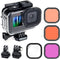 Waterproof Dive Case with Filters for GoPro Hero 9 10 11 12 Black, 60m Underwater Housing with Red, Snorkel, Magenta