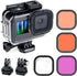 Waterproof Dive Case with Filters for GoPro Hero 9 10 11 12 Black, 60m Underwater Housing with Red, Snorkel, Magenta