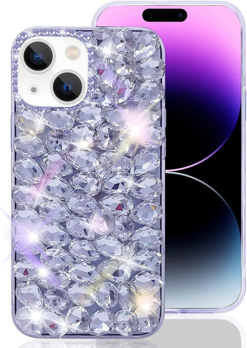 Bonitec 3D Glitter Sparkle Bling Case for iPhone 13 - Luxury Shiny Crystal Rhinestone Diamond Bumper Clear Gems