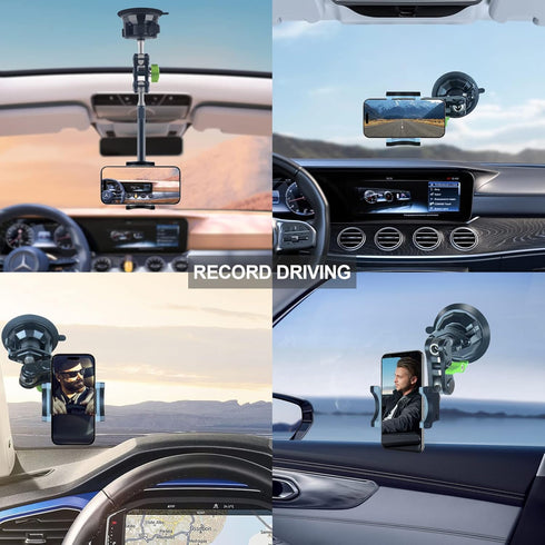 leepiya Car Phone Mount for Video Recording, Universal Magic Arm Suction Holder for All Smartphones & Cars