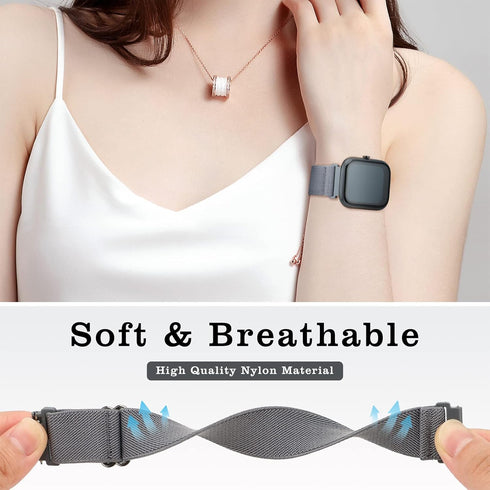 3 Pack Stretchy Nylon Bands for SKG Smart Watch, Quick Release Soft Elastic Strap Replacement Wristbands