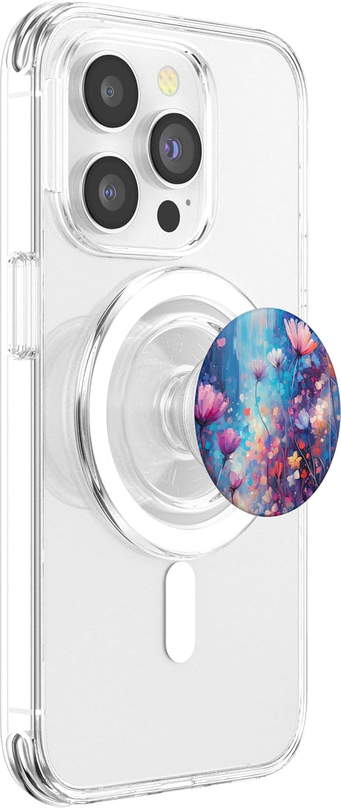 Painting of Flowers Under Purple Skies, PopSockets MagSafe PopGrip for iPhone