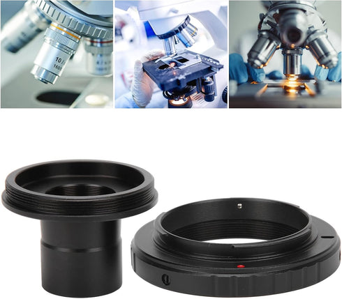 Zyyini Microscope Lens Adapter, Aluminium Alloy Black 23.2mm T-Mount for Nikon F-Mount SLR Camera, Biological Microscope