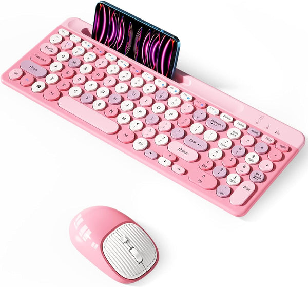 ASLDPUO Bluetooth Keyboard and Mouse Wireless, Multi-Device Rechargeable Keyboard and Mouse Combo with