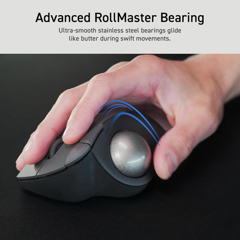 ELECOM Ergonomic Comfort Design Trackball - Wireless 2.4GHz Connect, Super-Smooth Tracking, Compatible for Windows, PC,