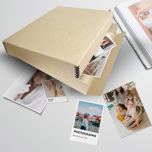 Lineco 17x22 Tan Museum Archival Storage Box, Acid-Free Drop Front Design with Metal Edge for Organizing Photos or