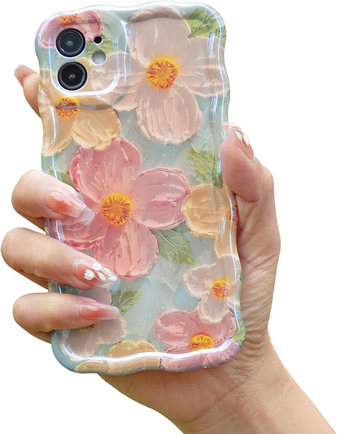 Colorful Retro Oil Painting Printed Flowers Case for iPhone 11, Fashion TPU Shockproof Protective Cover for Girls Women