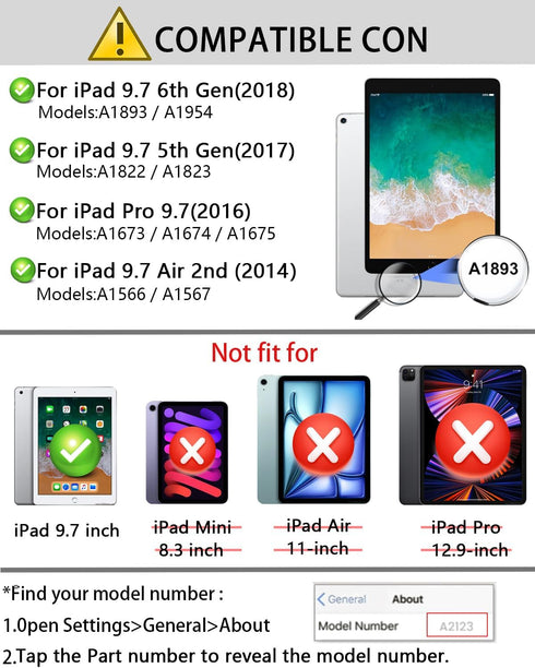 TUNKARMOR 9.7 inch 6th/5th 2018/2017 2 (2014) 9.7, Keyboard Case for iPad Generation, Model, iPad Air - Mouse