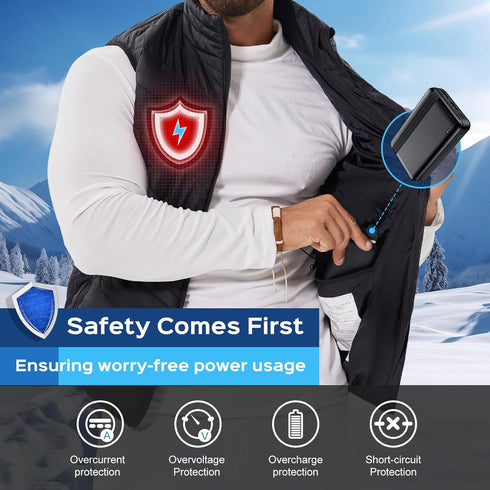 5V/2A Heated Vest Battery Pack, 10000mAh Power Bank for Heating Vests, Jackets, Coats, Hoodies (Not Compatible with
