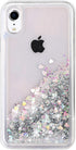 iPhone XR Case, Silver Bling Flowing Liquid Floating Sparkle Colorful Glitter TPU Double Layer Protective Phone Case