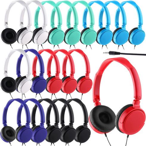 Yunsailing 6 Pack Classroom Headphones Bulk Student Wired Class Headphones Set for
