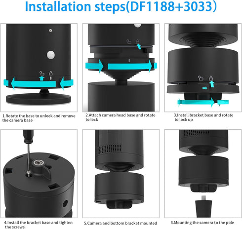 HOLACA Baby Monitor Mount, Flexible Twist Stand for Pan-Tilt Mount with 1/4 Threaded Hole, Clip Mount with 15cm Hose
