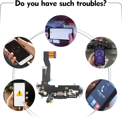 Charging Port Replacement for iPhone 12, USB Dock Connector Flex Cable Microphone with Tools (6.1")