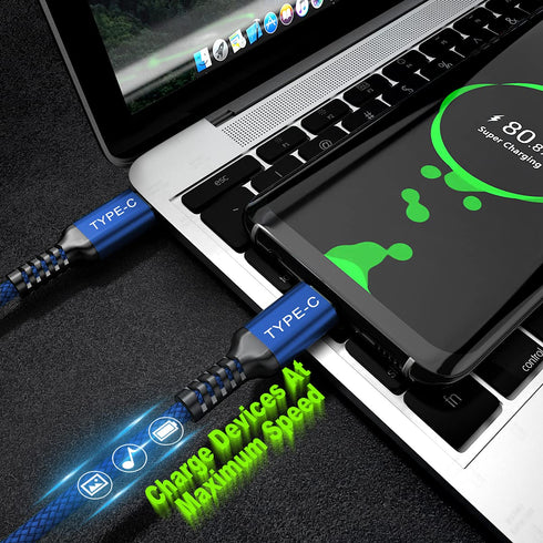 Basesailor 10ft USB Type C to C 100W Cable 2-Pack, Fast PD Charger for MacBook, iPad Air, Samsung Galaxy S23, Note 20.