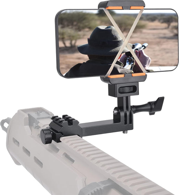 High Precision Aluminum Alloy Cell Phone Gun Clamp Mount, Picatinny Rail Holder for iPhone YouTube Tiktok Vlogging