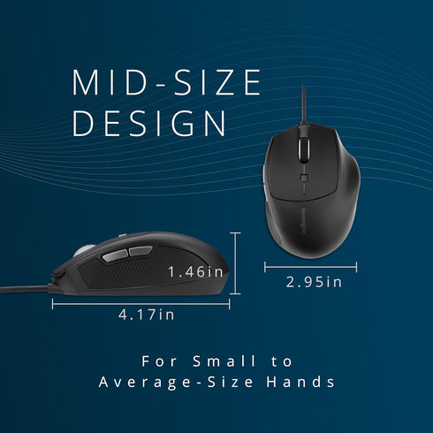 Kensington MY435 Programmable (K72512NA) USB-C Wired Mouse, Pro Fit Ergo EQ Wired Mouse, for Small to Medium-Sized
