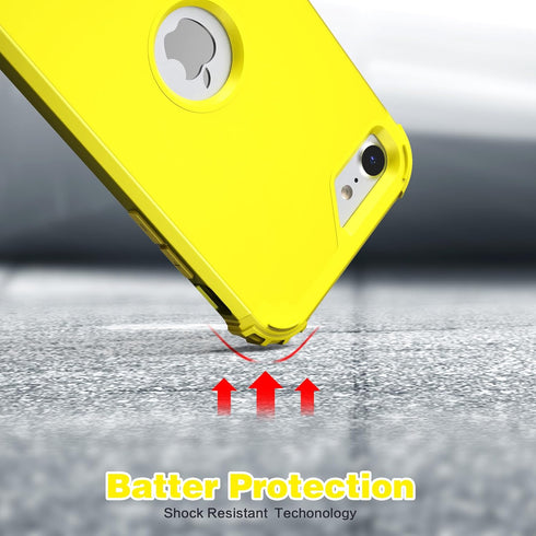 IDweel iPhone SE 2020/2022 Case, 3-in-1 Heavy Duty Slim Fit, Shock Absorption, Soft Silicone Bumper, Yellow.
