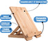 Bamboo Tablet Stand Holder, Adjustable Folding Wood iPad Stand with Chargeable Hole for Desk iPad Cooking Stand