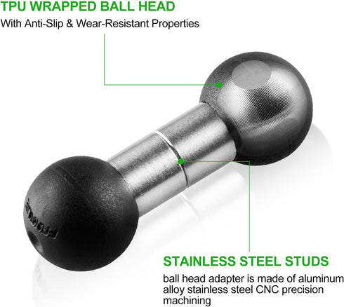 FANAUE 17mm 17mm Aluminum to Ball Head Adapter, Compatible with Garmin and Other GPS Devices with Connection