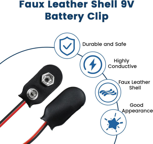 SDTC Tech 3 Pack 9V Battery Snap to 2-Pin PH2.0 Connector Cable, 15cm