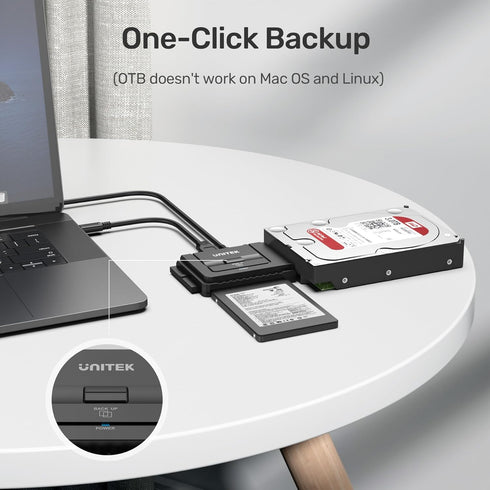Unitek USB C to IDE and SATA Converter Kit for Universal 2.5/3.5 HDD/SSD, One Touch Backup Function