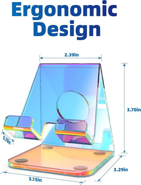 TOPGO Counter, 17 16 15 14 13 12 Acrylic Phone Stand, Clear Phone Holder for Office Desk, Vanity, Kitchen Bedside