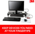 3M 4-Port Adjustable Monitor Stand with USB Hub, Black, Great for Computer Monitors, Laptops, TVs, Speakers, Printers