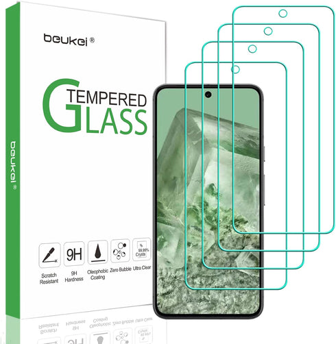 beukei (4 Pack) Tempered Glass Screen Protector for Google Pixel 8A 5G, Touch Sensitive, Case Friendly, 9H Hardness