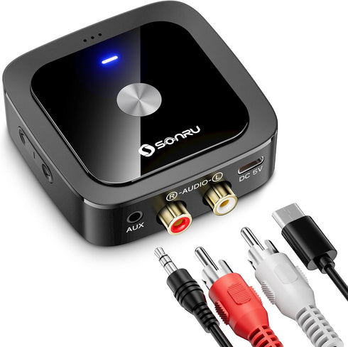 SONRU Bluetooth 6.0 Receiver, Bluetooth Adapter for Old Receiver, Low Latency, 24-Hour Battery