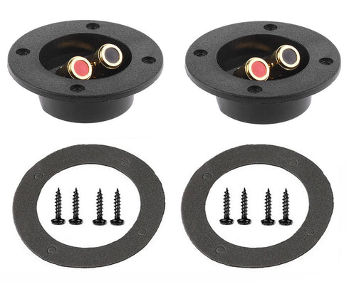 3-'' Double Binding Round Gold Plate Push Spring Loaded Jacks Connector Speaker Box Terminal Cup (Black - 2pcs)