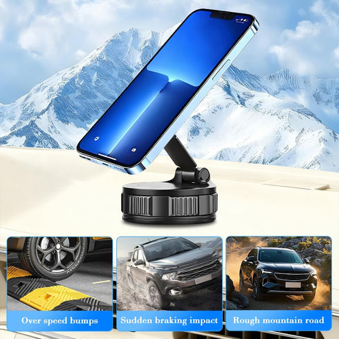 SWPHRT 360 Vacuum Magnetic Car Phone Holder, Rotation Vacuum Suction Vehicle Cell Phnoe Mount, Foldable Retractable