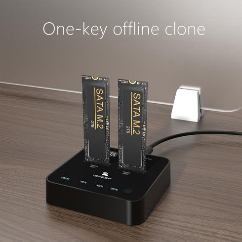 isheep M.2 3.1 (5Gbps) SATA SSD Docking Station, USB Offline Cloner & Duplicator, One-Button Backup, Tool-Free Plug