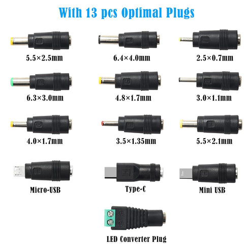 GINTOOYUN USB2.0 to DC Power Cable with 13 Connector Plugs for Laptops, Speakers, Power Banks, Routers (60.2Inch)
