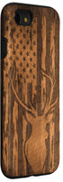 iPhone SE (2020) / 7 / 8 Case with Deer Buck and Flag on Wood-like Background