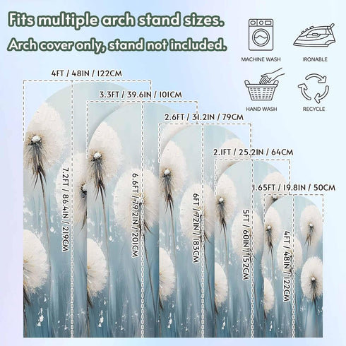 Jnbasdffb 7.2 Spring Floral Wedding Arch Cover, Stretchy Spandex Arch Backdrop Stand Covers FT, White Flowers Pastoral
