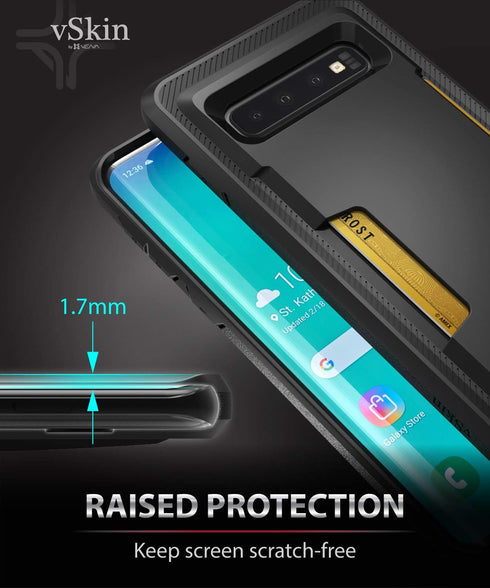 VENA Galaxy S10 Wallet Case - vSkin Slim Credit Card Holder Case Cover Designed for Samsung S10 - Black