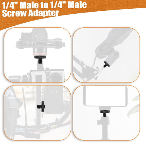 1/4" Male to 1/4" Male Tripod Screw, 4 PCS Standard Camera Cage Mount Threaded Light Stand Screw for Accessories